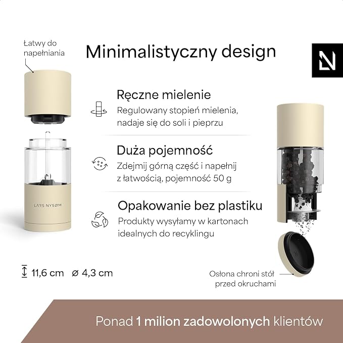 LARS NYSØM Zestaw młynków do soli I pieprzu ze stali nierdzewnej - obrazek 5