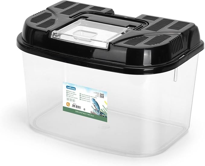 Nobleza Karmnik dla gadów i płazów przezroczyste plastikowe terrarium, transporter dla żółwia, pająka, jaszczurki, skorpiona, stonogi, żaby i chrząszcza, rozmiar XL (34,8 x 22,1 x 21,6 cm)