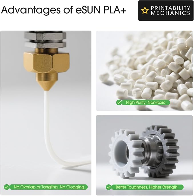 eSUN PLA+ Filamenty 1.75mm 1kg Biel Kości Łatwy Druk - obrazek 5