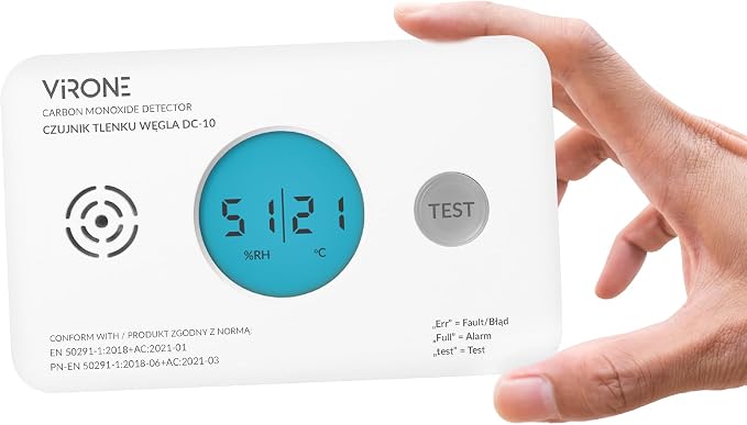 Virone Czujnik Czadu na Baterie Czytelny Wyświetlacz LCD Detektor - obrazek 4