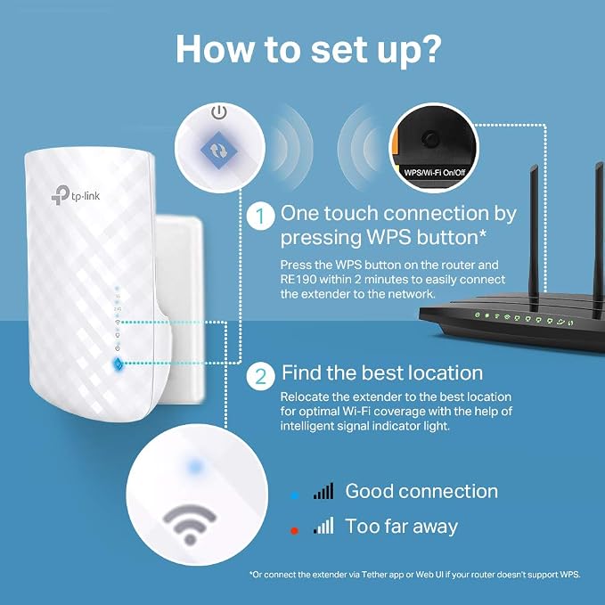 TP-Link RE190 – Wzmacniacz zasięgu Wi-Fi AC750, Dual Band 2.4GHz i 5GHz, wskaźnik sygnału, przycisk WPS, montaż naścienny – zwiększa zasięg Wi-Fi w domu - obrazek 4