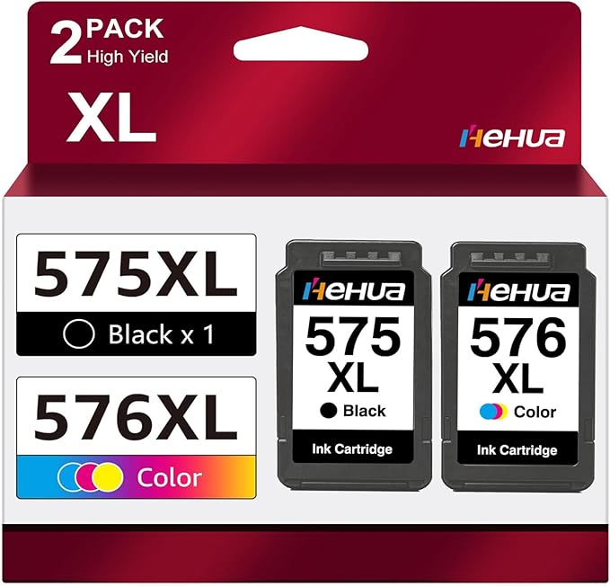 PG-575XL CL-576XL Wkłady Kompatybilne z Canon 575 576 wkładami do Drukarek | Kompatybilne z Canon PIXMA TS3550i TS3551i TS3750i TS3751i TS3752i TR4750i TR4751i TR4755i TR4756i (1 Czarny, 1 Kolorowy)