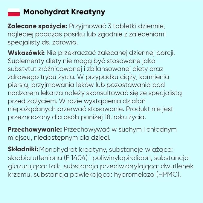 Monohydrat kreatyny 3000 mg 270 wegańskich tabletek kreatyny - obrazek 4
