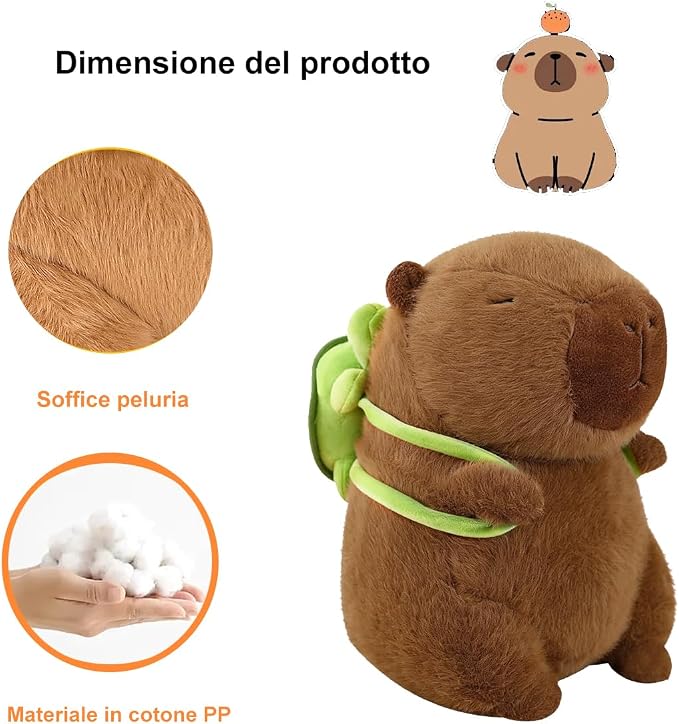Capybara Pluszowa zabawka 23 cm Symulacja Capibara z plecakiem - obrazek 3