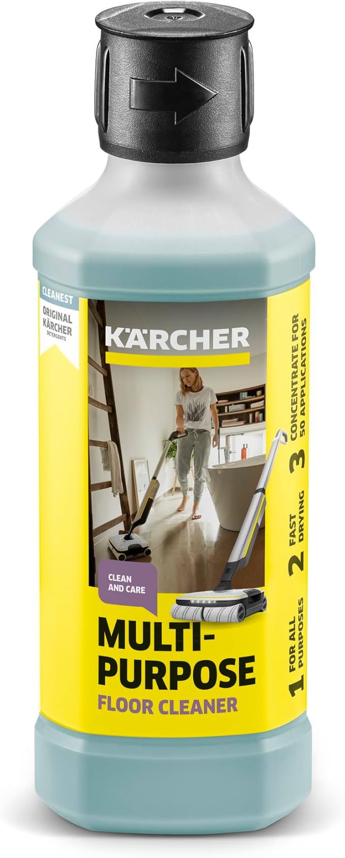Kärcher uniwersalny środek do czyszczenia RM 536, odpowiedni do wszystkich twardych podłóg, z 500ml koncentratu uzyskuje się 40l płynu czyszczącego