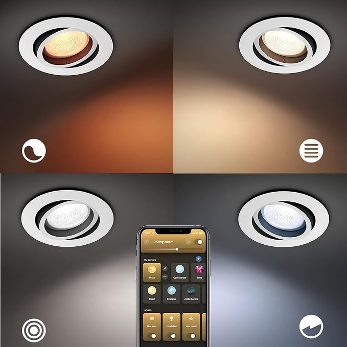 Philips Hue inteligentny reflektor do zabudowy Milliskin Hue recessed okrągły biały 3x5W 3 szt - obrazek 2