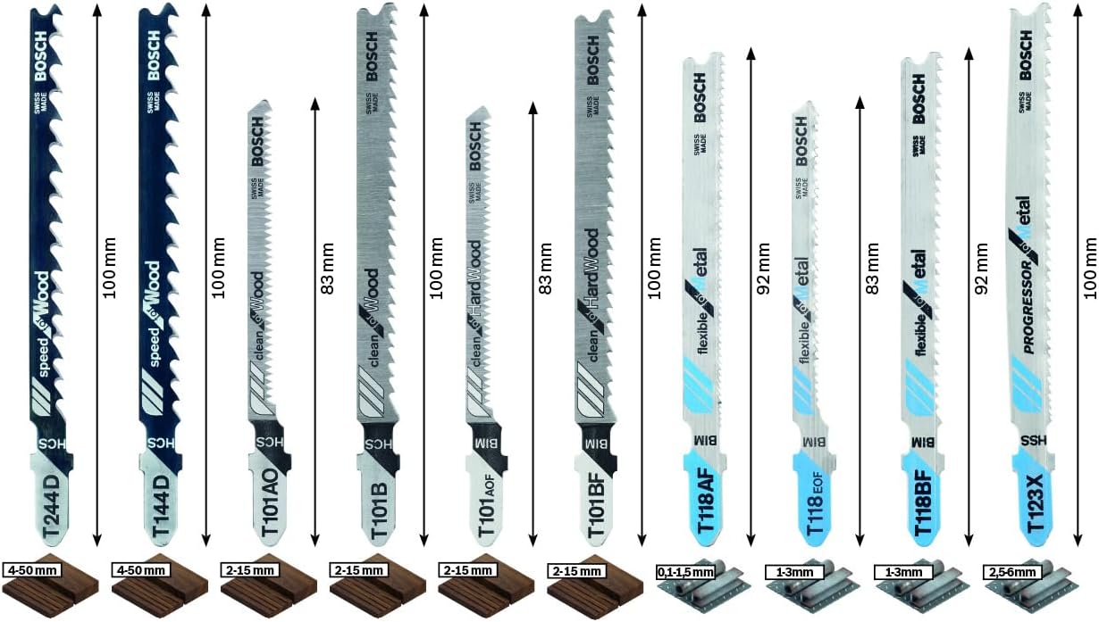 Bosch Professional Zestaw 10 brzeszczotów Basic (metal i drewno, akcesoria do wyrzynarki z uchwytem T) - obrazek 5