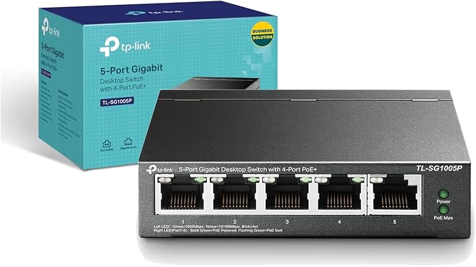 TP-Link TL-SG1005P | Przełącznik Gigabit 5× 10/100/1000 Mb/s (4× PoE+) | Budżet PoE 65 W | Plug & Play | Metalowa obudowa