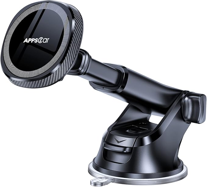 APPS2Car Mag-Safe uchwyt samochodowy, magnetyczny uchwyt na telefon do deski rozdzielczej samochodu, uchwyt samochodowy kompatybilny z iPhone 15, 14, 13, 12 Pro, Plus, Max, Mini MagSafe, 17 silnych