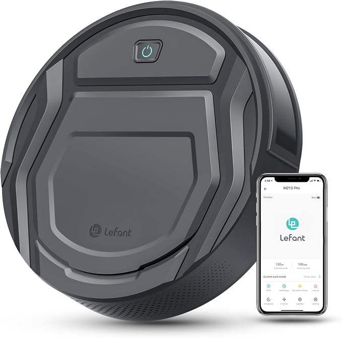 Lefant Robot Odkurzający, Super Slim WiFi Robot Odkurzający Kompatybilny ze sterowaniem głosowym Alexa, Robot Odkurzający Samoładujący się Cichy do sprzątania domu/Sierść zwierząt/Włosy/kurz M210P