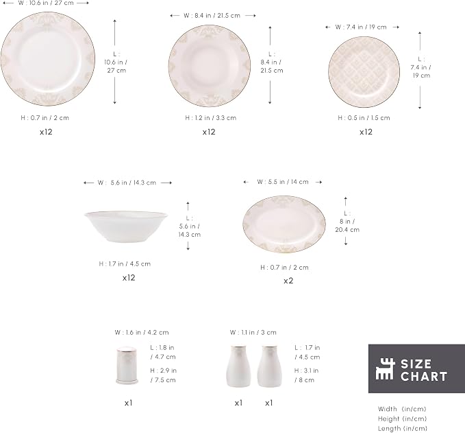 Karaca Siena 53-częściowe porcelanowe zestawy obiadowe z talerzami - obrazek 3