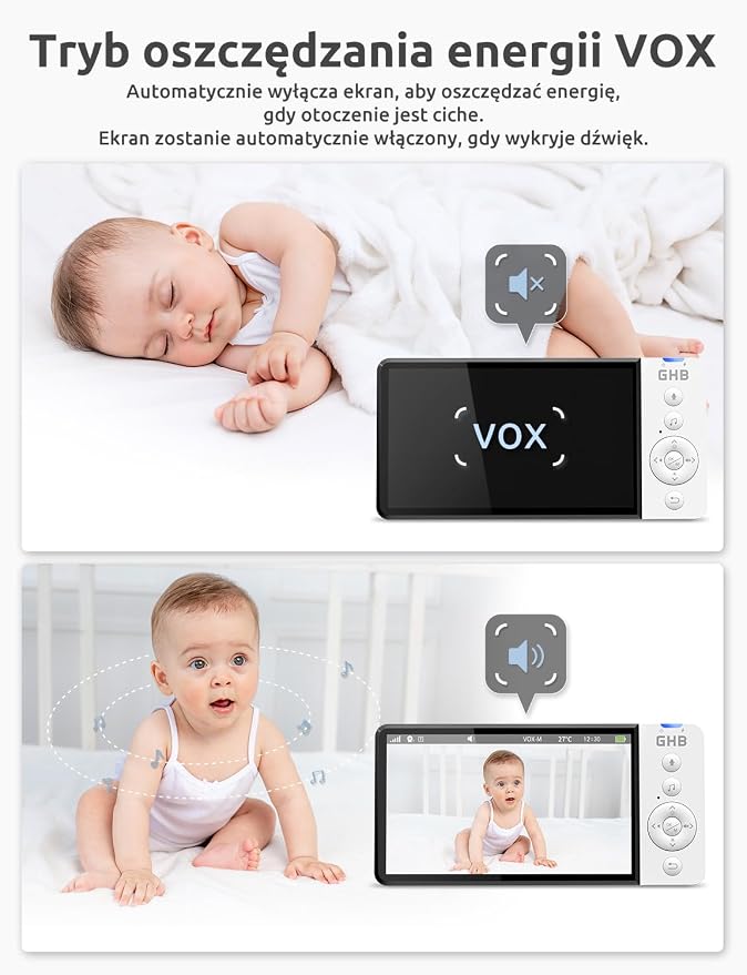 GHB Monitor dla Niemowląt z Kamerą Niania elektroniczna 5 Cali 720p - obrazek 3