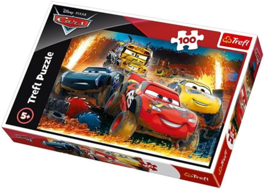Trefl - Puzzle 100 Elementów, Ekstremalny Wyścig, Cars 3, 5+ | Rozwój Koncentracji i Spostrzegawczości, Wysoka Jakość, Puzzle Pełne Szczegółów, Kolorowa Układanka dla Dzieci