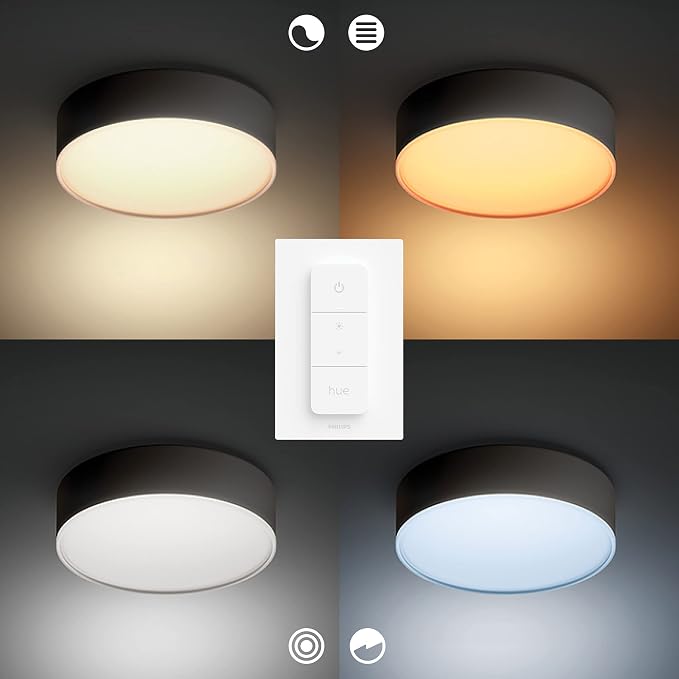 Philips Hue White ambiance Lampa sufitowa Enrave XL 1x49W (czarna), wiele odcieni bieli, możliwość przyciemniania, inteligentne oświetlenie - obrazek 5