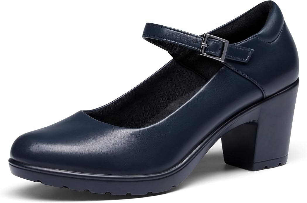 DREAM PAIRS Damskie grube niskie obcasy Mary Janes pasek na kostkę zamknięte palce buty sądowe damskie wygodne czółenka robocze wygodne okrągłe palce sukienka buty ślubne
