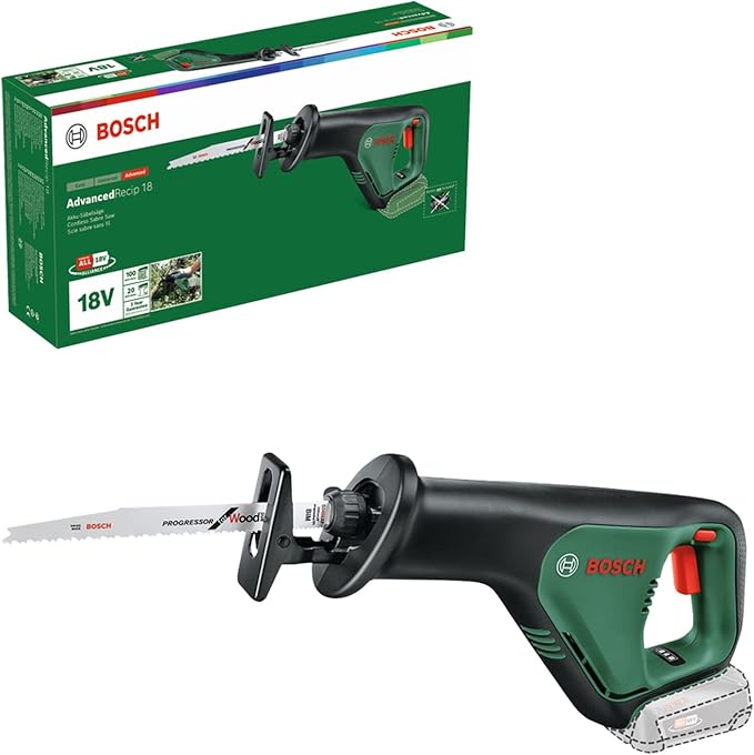 Bosch Home and Garden Akumulatorowa piła szablasta AdvancedRecip 18 (bez akumulatora, system 18V, opakowanie kartonowe)