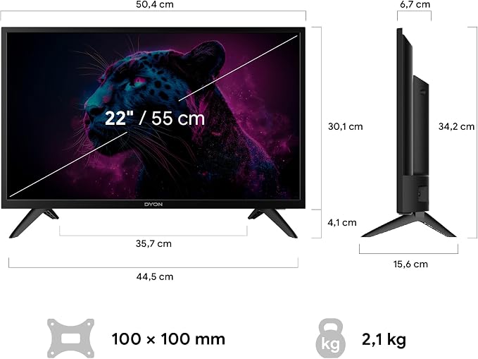 DYON Movie Smart 22 VX, 22", Full HD, Smart TV, potrójny tuner HD (DVB-C/-S2/-T2), App Store, Netflix, Prime Video, YouTube, DAZN, Disney+, waipu.tv, tryb hotelowy - obrazek 3