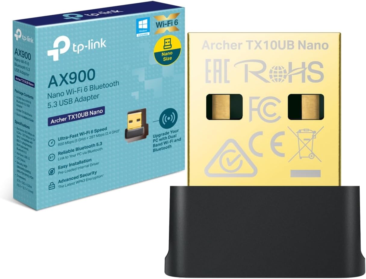 TP-Link Archer TX10UB Nano WLAN Bulh adapter do PC, Wi-Fi 6 AX900, Dual Band WLAN Stick, Bluetooth 5.3, rozmiar nano WPA3, MU-MIMO, kompatybilny tylko z Windows 11/10 - obrazek 2