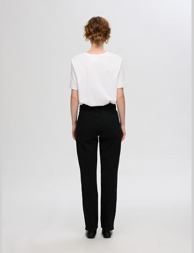 SELECTED FEMME Slfalice Mw Straight Black Jeans Noos - obrazek 4