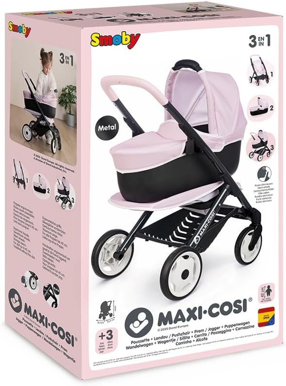 Smoby Maxi-Cosi Różowy wózek spacerowy i głęboki - obrazek 7