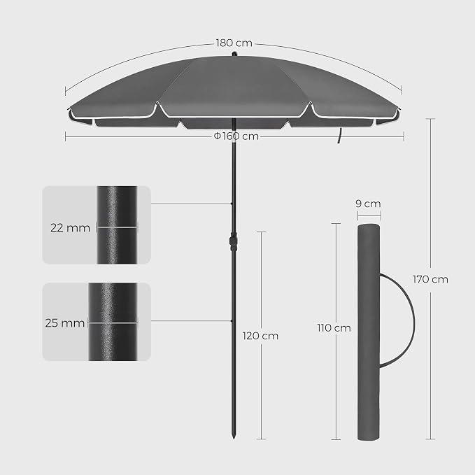 SONGMICS Parasol plażowy ochrona UV do UPF 50+ - obrazek 6