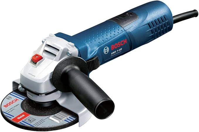 Bosch Professional: szlifierka kątowa GWS 7-125 (720 W, średnica tarczy 125 mm, prędkość obrotowa bez obciążenia 11.000 min-1, rękojeść dodatkowa, kołnierz mocujący)
