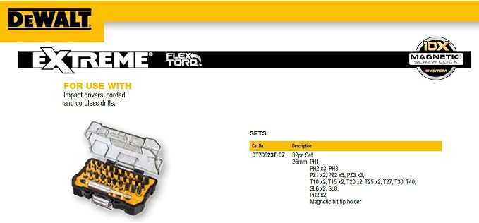 Dewalt Dt70523T-Qz Zestaw Bitów, Czarny/Żółty, 32 Elementy - obrazek 3