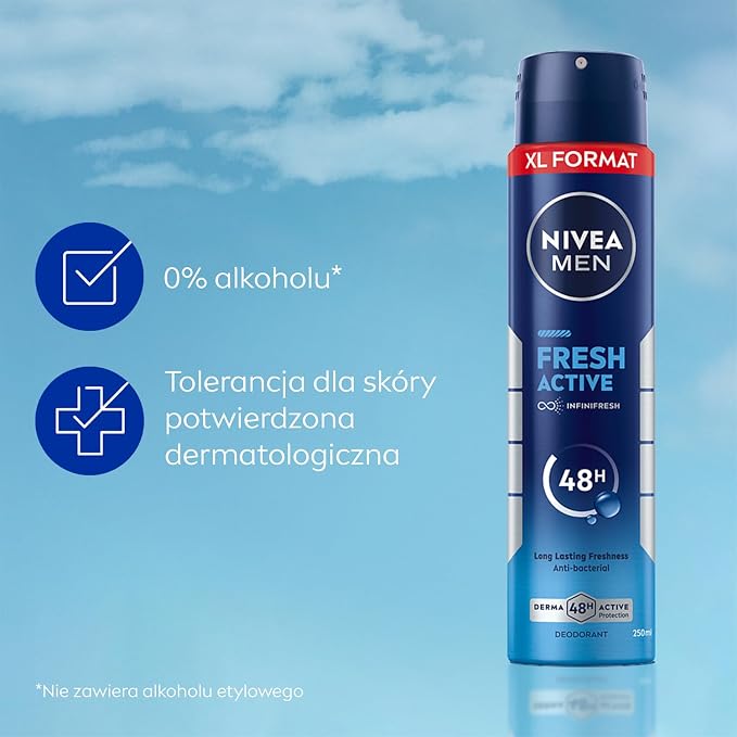 NIVEA MEN Fresh Active Męski Dezodorant w spray'u 250 ml - obrazek 6