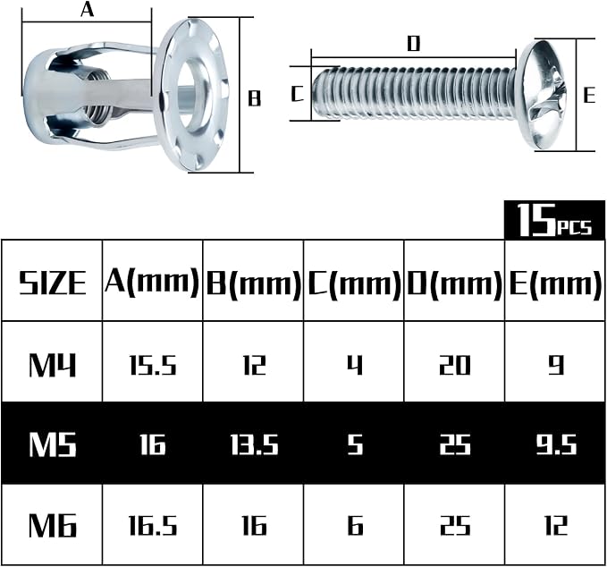 Mbsomnus Metalowa kotwa M5 x 25 - obrazek 3