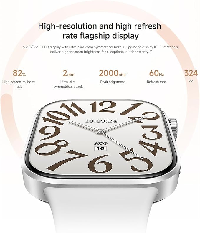 XIAOMI Redmi Watch 6, damski smartwatch męski, AMOLED 2,07", śledzenie sportu i fitness, 150+ trybów sportowych, do 24 dni pracy na baterii, 5ATM, zegarek GPS, Android™ i iOS, Szary, One Size - obrazek 3