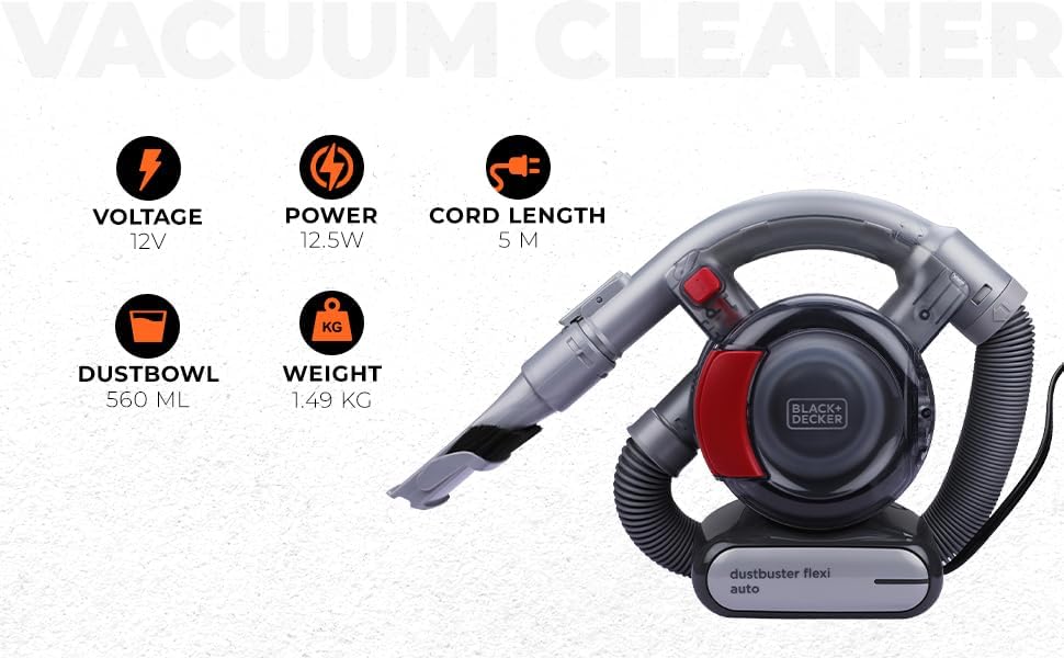 Black & Decker Odkurzacz samochodowy 12V Flexi + akcesoria - obrazek 3