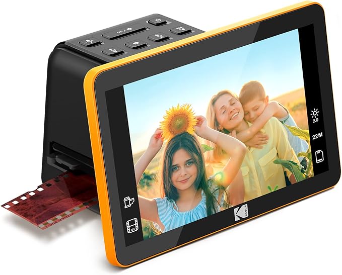 KODAK RODFS70 Slide N cyfrowy skaner filmowy Max 7" - Duży wyświetlacz LCD 7" konwertuje kolorowe negatywy do 22MP HD n & b JPEG, czarny