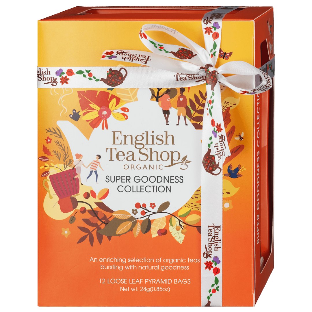 KOLEKCJA HERBATEK OWOCOWO - ZIOŁOWYCH BIO PIRAMIDKI (SUPER GOODNESS - 6 SMAKÓW) (12 x 2 g) 24 g - ENGLISH TEA SHOP ORGANIC