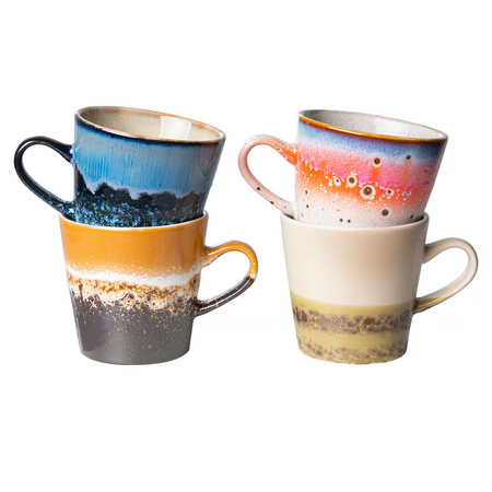 HKliving Zestaw 4 ceramicznych kubków Americano 70's 260ml