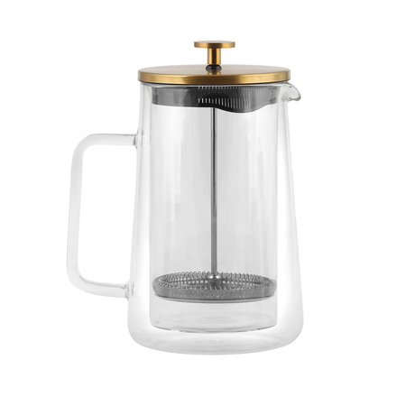Vialli Design french press DIVA szklany z podwójną ścianką 1l złoty matowy