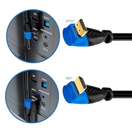 deleyCON 5m Kabel HDMI Kątowy (Kąt 90°) - UHD 4K HDR 1080p 2160p EARC - do TV, Soundbara, Monitora, PC, Laptopa, Projektora, PS5, Xbox - Czarny - obrazek 5
