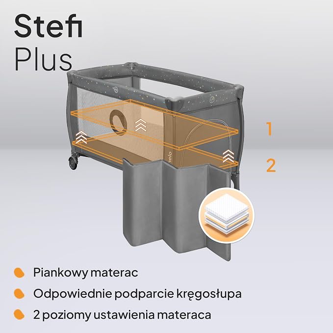 LIONELO Stefi Plus łóżeczko turystyczne 2 w 1 do 15 kg - obrazek 4