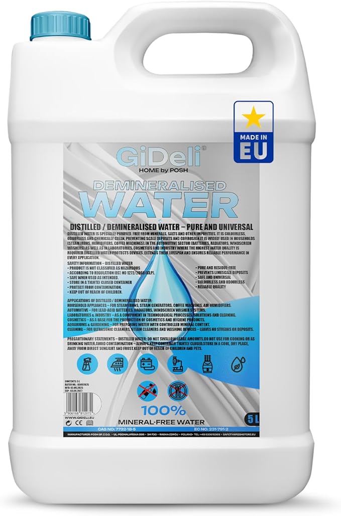 GiDeli Woda demineralizowana 5L Woda destylowana do żelazka
