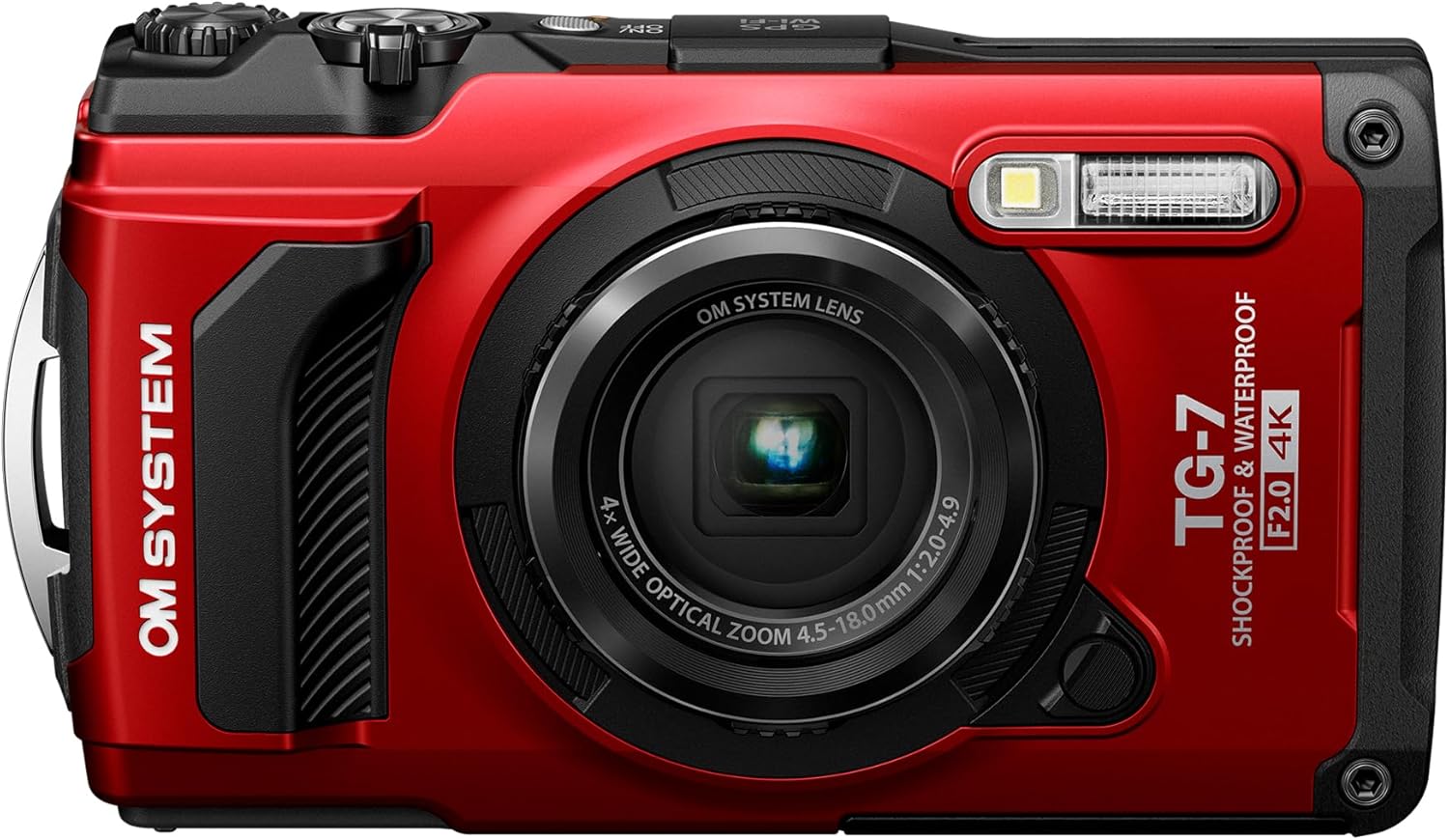 OM SYSTEM Tough TG-7 Czerwony Aparat Cyfrowy 12 MP 4K Wodoodporny Kompakt | Wstrząsoodporny aparat podwodny, zoom 4x, system makro, Wi-Fi. Wytrzymały następca Olympus TG-6 do ekstremalnych przygód. - obrazek 2