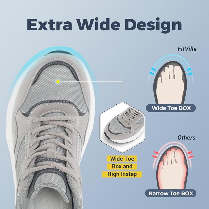 Buty do biegania FitVille Męskie trampki Extra Wide Trenerzy - obrazek 4