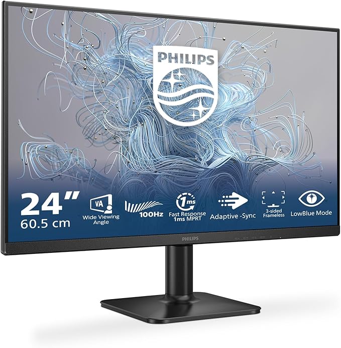 Philips 24E2N1100LB Monitor 24" FHD, WLED, 100 Hz, VA, 1 ms MPRT, Adaptive Sync., Blue Light (1920x1080, 1x D-Sub, 1x HDMI 1.4) Czarny