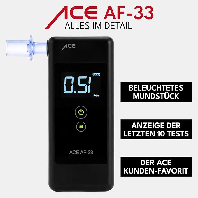 Alkomat ACE AF-33 - alkomat nr 1 według AUTO BILD (porównanie 2023) - policyjny tester alkoholu - obrazek 6