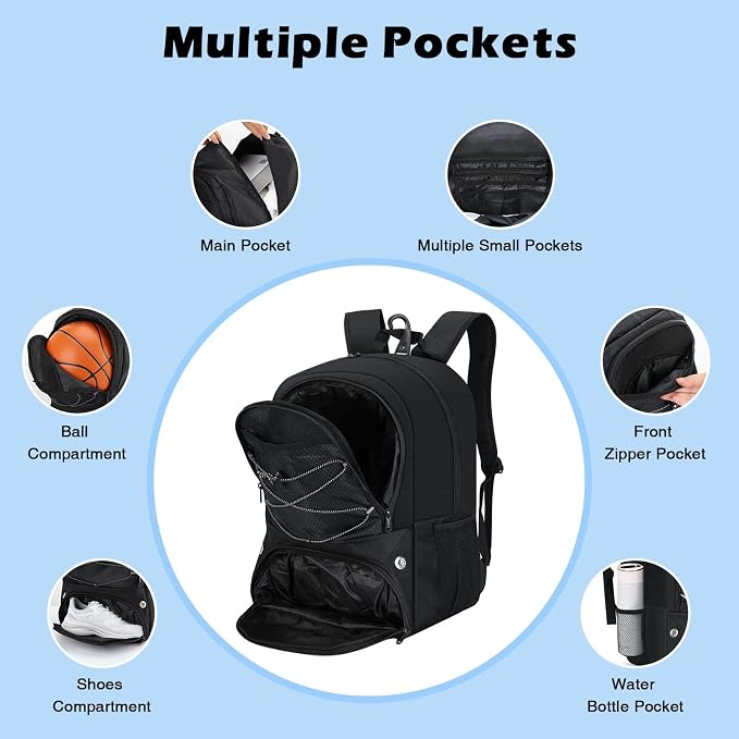 MoKo Basketball Bag Backpack Football Backpack with Separate - obrazek 6