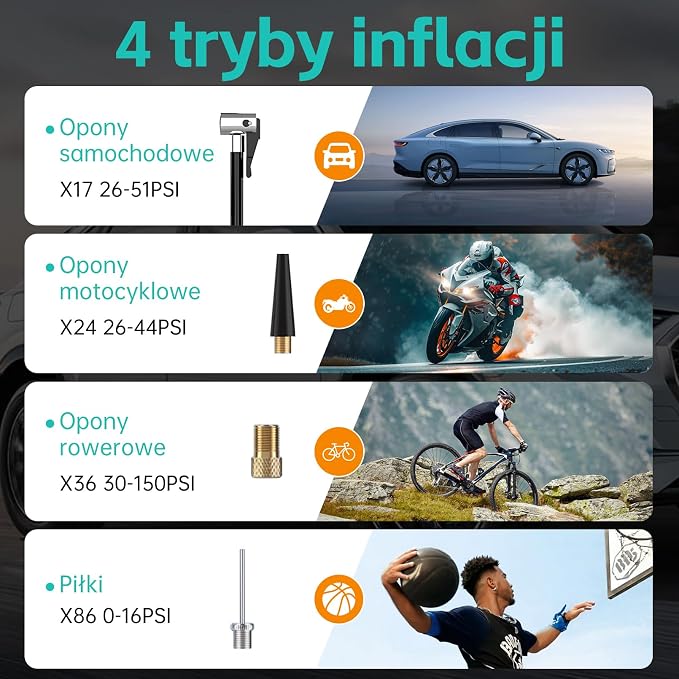 Bezprzewodowa pompka do opon przenośna sprężarka powietrza cyfrowa - obrazek 6