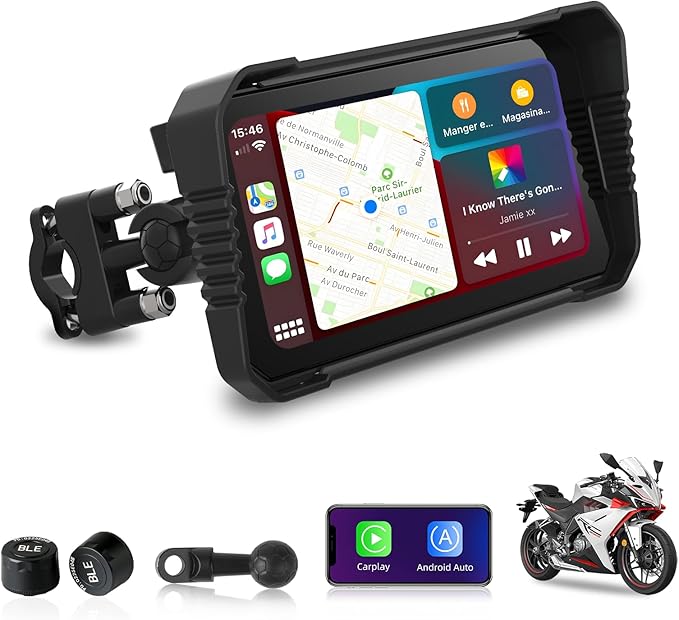Jansite 6 25-calowy wyświetlacz motocyklowy Carplay z TPMS