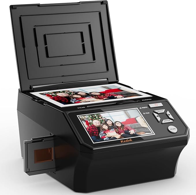 Skaner slajdów i negatywów, slajdy i negatywy z dużym 5-calowym ekranem LCD, konwertuje filmy/zdjęcia/wizytówki 35 mm i 110 mm do cyfrowego formatu JPEG 22 MP, w zestawie karta SD 8 GB
