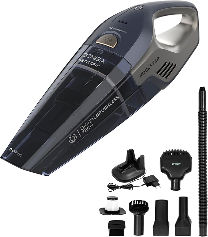 Cecotec Conga Rockstar 25,2 V Animal Hand, bezprzewodowy odkurzacz ręczny, 200 W, 20 kPa, ciała stałe i płyny, cyfrowy silnik Brushless, zbiornik 500 ml, autonomia 40mins, nadaje się do wszystkich
