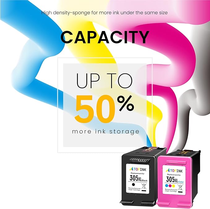 ATOPINK 305XL wkłady atramentowe zamienne do HP 305 wkłady atramentowe czarny i kolorowy, 305 XL do HP DeskJet 2700 2710 2720 2722 Plus 4100 4120 4130 Envy 6000 6010 6020 6030 6030 6030 60 6030 60 - obrazek 5