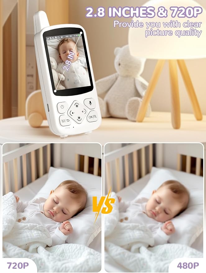 Babyfon z kamerą 2 8-calowy monitor dla niemowląt 720p Baby Phone - obrazek 7