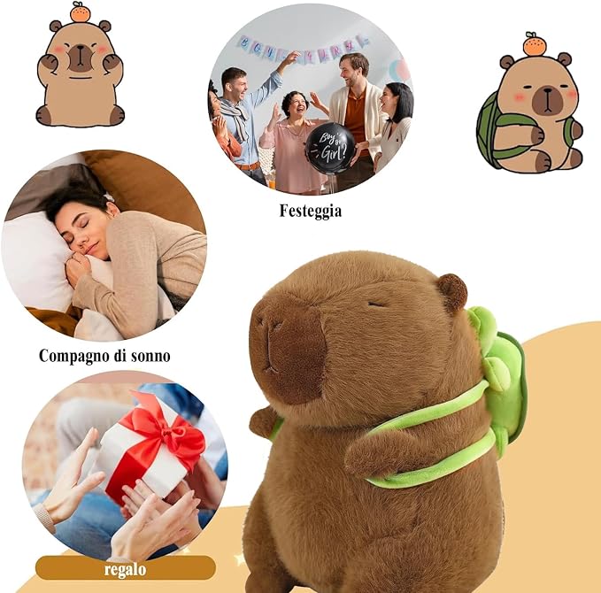 Capybara Pluszowa zabawka 23 cm Symulacja Capibara z plecakiem - obrazek 6